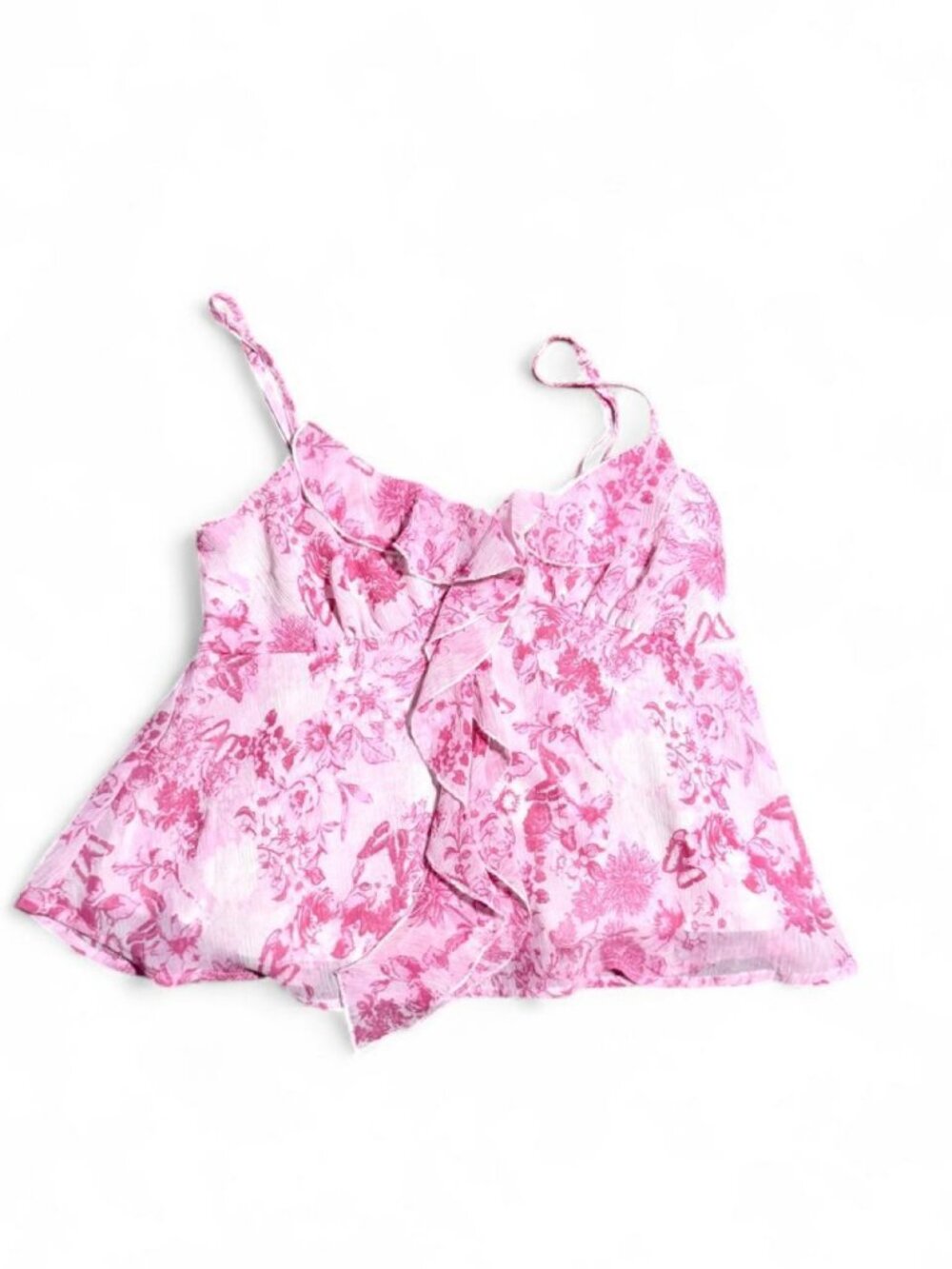 Pink Floral Ruffle Tank Top - Picture 4 of 8
